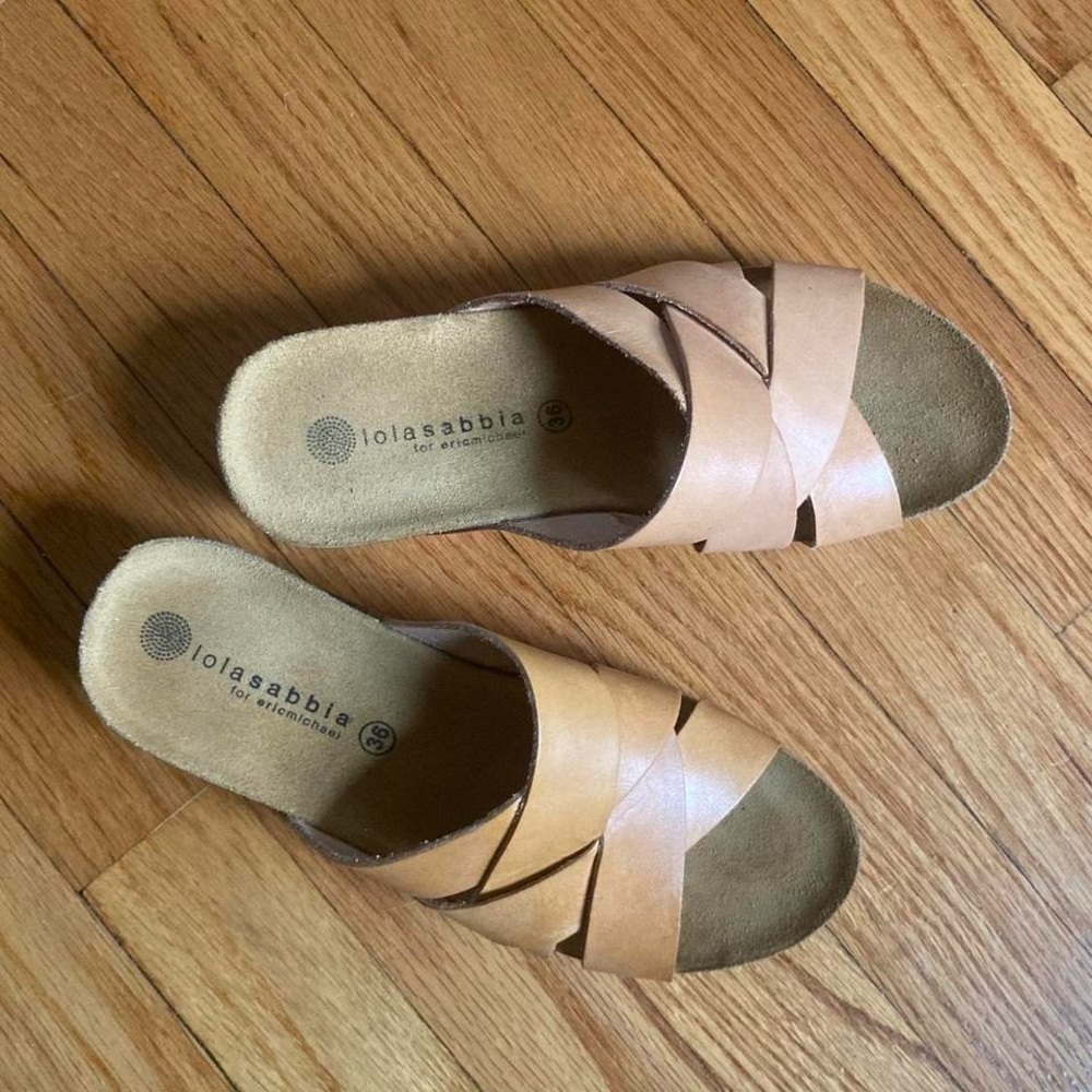Leather Wedge Criss Cross Sandals 36 - Picture 5 of 6